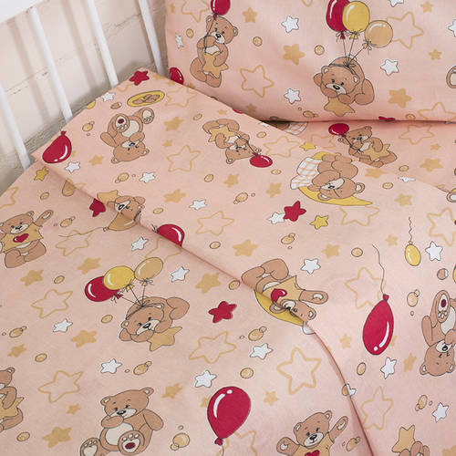 Постельное белье в детскую кроватку из бязи ГОСТ 350/4 Мишки бежевый фото 3