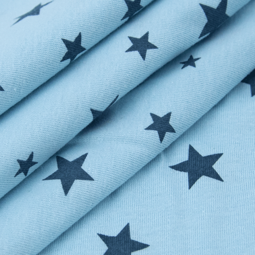 Ткань на отрез кулирка 1100-V27 Звезды цвет голубой фото 4