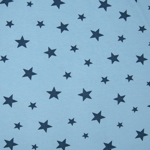 Ткань на отрез кулирка 1100-V27 Звезды цвет голубой фото 2