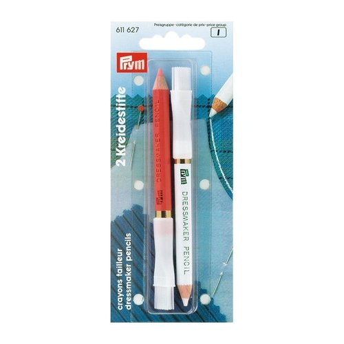 611627 PRYM Меловой карандаш со стирающей кисточкой 11см цв. белый/розовый уп.2шт фото 1
