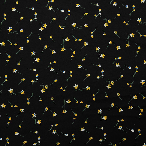 Ткань на отрез Прадо №10 Желтые цветы на черном фото 2