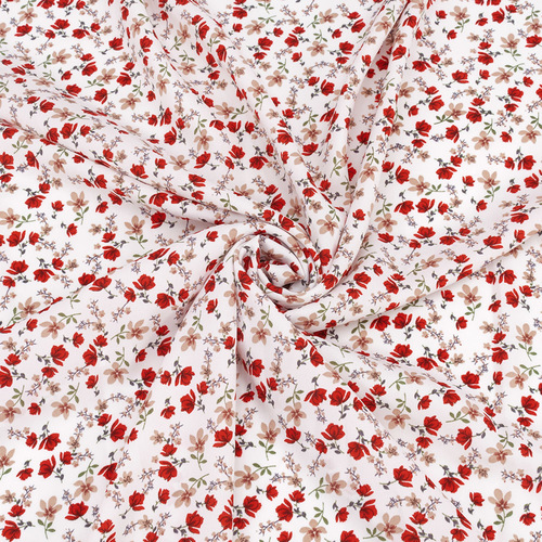 Ткань на отрез Прадо №12 Красные и бежевые цвет на белом фото 1