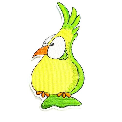 Термоаппликация Попугай зеленый большой 13,5*6,5см фото 1