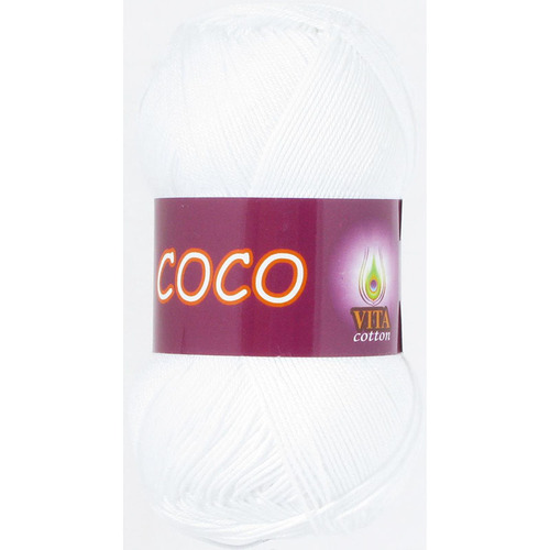 Coco 3851 100% мерсеризованный хлопок 50гр 240м (Индия) цвет белый фото 1
