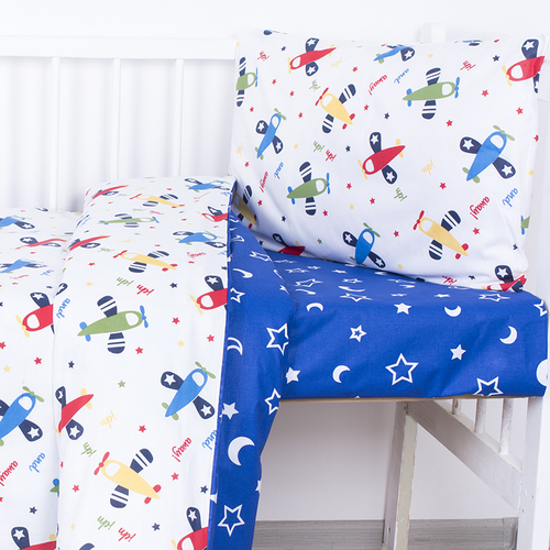 Постельное белье в детскую кроватку из поплина 2014+394/21 с простыней на резинке фото 5