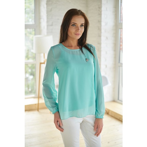 Комплект блуза+топ 0156-14 цвет Ментол р 52 фото 1