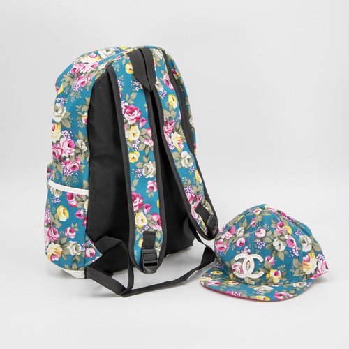 Школьный рюкзак + бейсболка Цветы фото 2