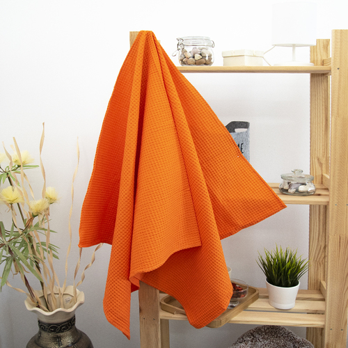 Полотенце вафельное банное Премиум 150/75 см цвет 164 оранжевый фото 1