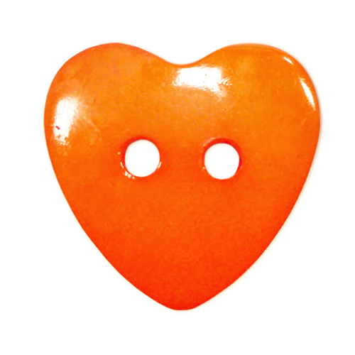 Пуговица детская на два прокола Сердце 14 мм цвет оранжевый упаковка 24 шт фото 1