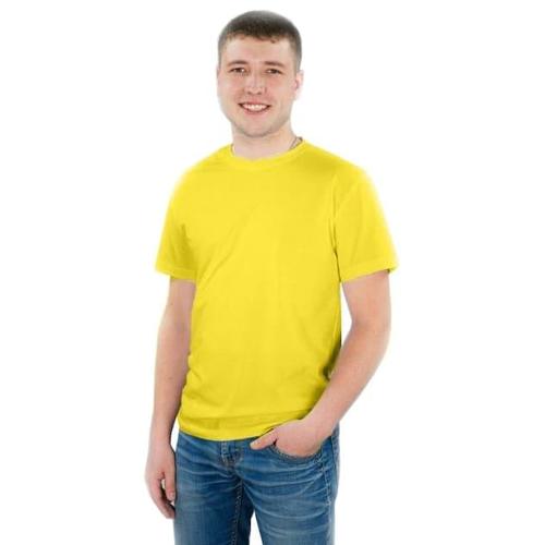 Мужская однотонная футболка цвет желтый 48 фото 1