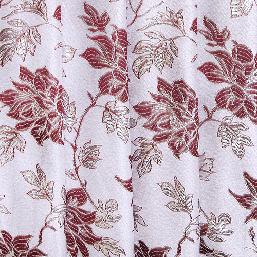 Портьерная ткань с люрексом 150 см Н627 цвет 12 серебристый цветы фото 1