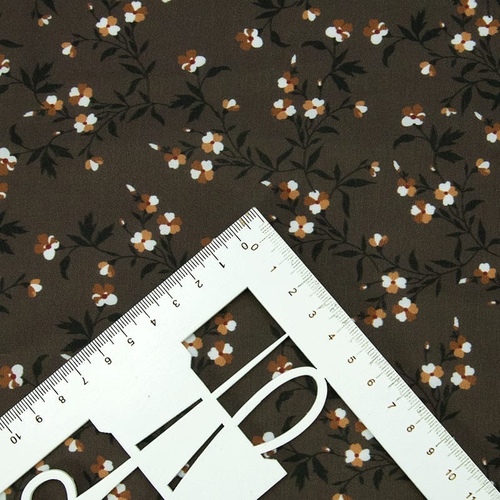 Ткань на отрез ниагара 150 см D010 Цветы на коричневом фото 3