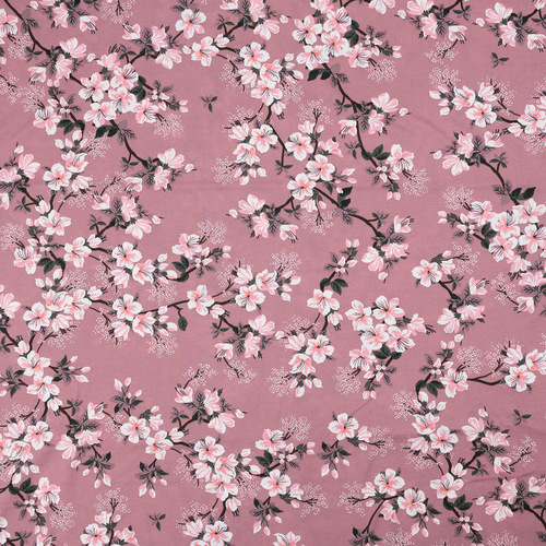 Ткань на отрез кулирка R8155-V5 Яблоневый цвет на розовом фото 2