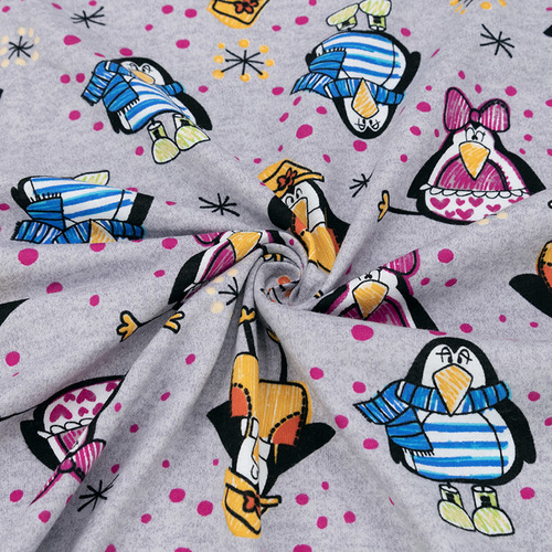 Ткань на отрез кулирка R11089-V1 Веселые пингвины фото 1