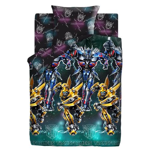 Детское постельное белье из поплина 1.5 сп Transformers Neon (70*70) рис. 8868+8869 вид 1 Оптимус Пр фото 1