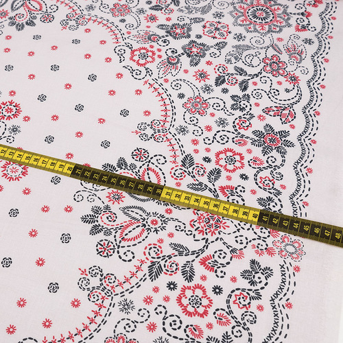 Ткань на отрез cитец платочный 95 см 20143-2 Орнамент цвет красный фото 4