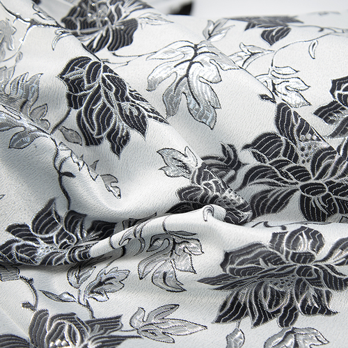 Портьерная ткань с люрексом 150 см на отрез H627 цвет 8 серый цветы фото 4