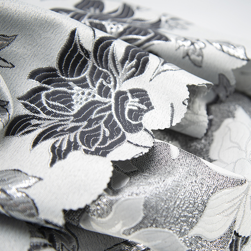 Портьерная ткань с люрексом 150 см на отрез H627 цвет 8 серый цветы фото 2