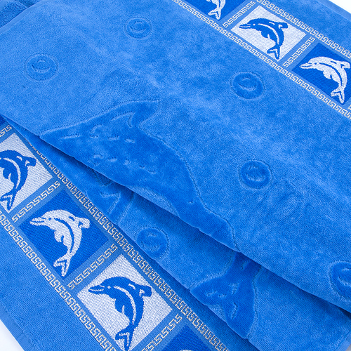 Полотенце махровое Дельфины 50/90 см цвет голубой фото 2
