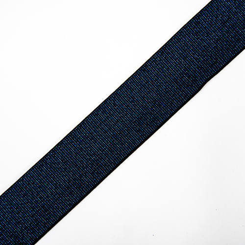 Резинка декоративная №13 черный с синим люрексом 4см фото 1
