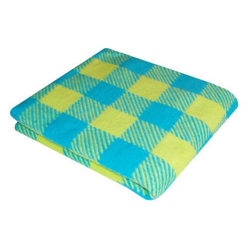 Одеяло детское байковое жаккардовое Клетка 140/100 см синий/желтый фото 1