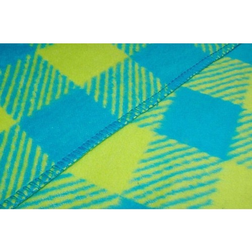 Одеяло детское байковое жаккардовое Клетка 140/100 см синий/желтый фото 2