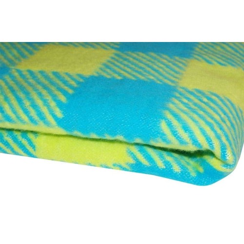 Одеяло детское байковое жаккардовое Клетка 140/100 см синий/желтый фото 3