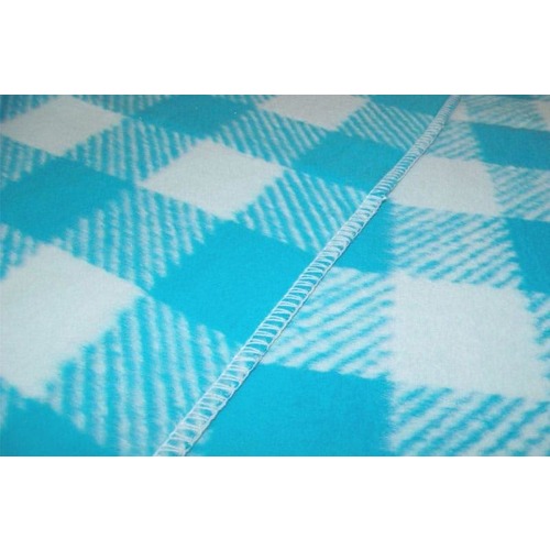 Одеяло детское байковое жаккардовое Клетка 140/100 см синий/голубой фото 2