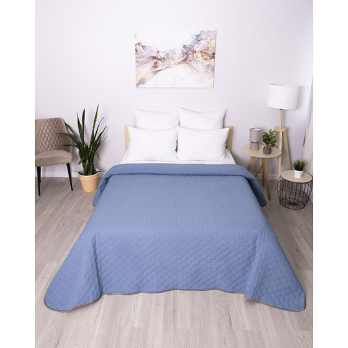 Покрывало ультрастеп микрофибра 16-4010 цвет серо-голубой 240/210 Евро фото 2