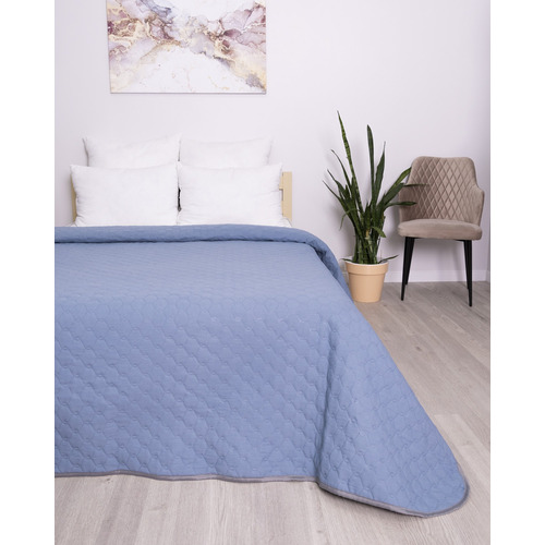 Покрывало ультрастеп микрофибра 16-4010 цвет серо-голубой 240/210 Евро фото 3