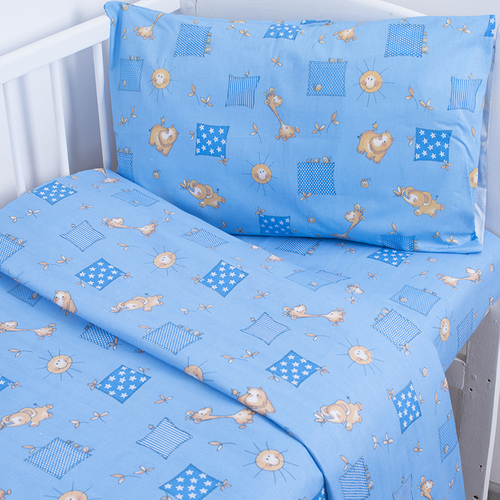 Постельное белье в детскую кроватку из бязи 366/1 Жирафики цвет голубой ГОСТ фото 4