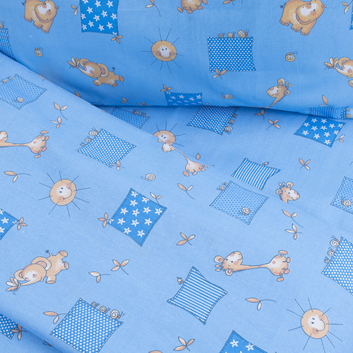 Постельное белье в детскую кроватку из бязи 366/1 Жирафики цвет голубой ГОСТ фото 3