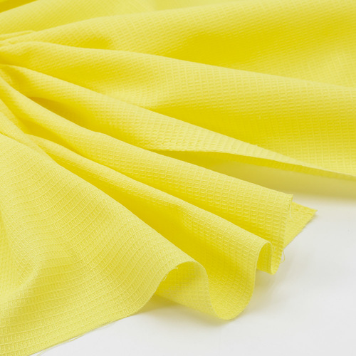 Ткань на отрез вафельное полотно гладкокрашенное 150 см 165 гр/м2 цвет лимон фото 5