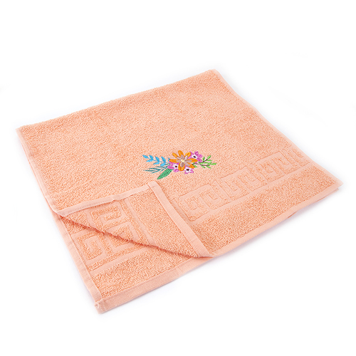 Махровое полотенце с вышивкой Цветы 40/70 см цвет персиковый фото 2