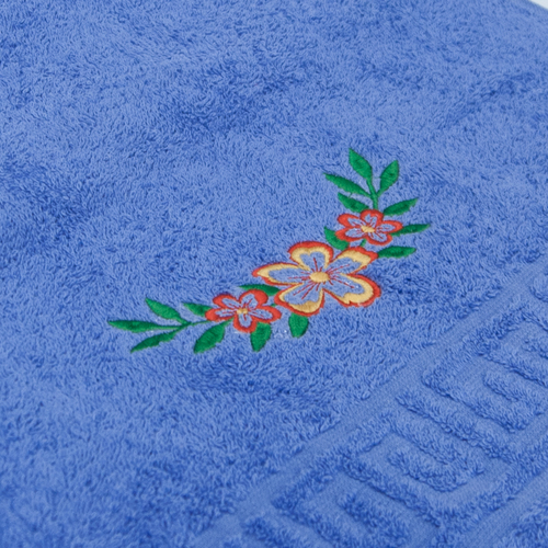 Махровое полотенце с вышивкой Цветы 40/70 см цвет синий фото 2
