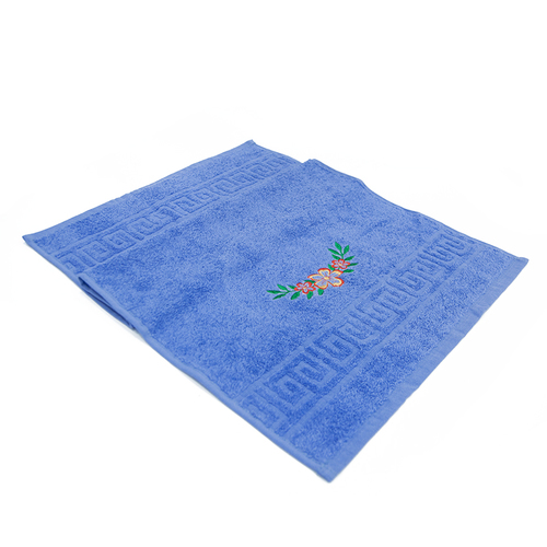 Махровое полотенце с вышивкой Цветы 40/70 см цвет синий фото 1