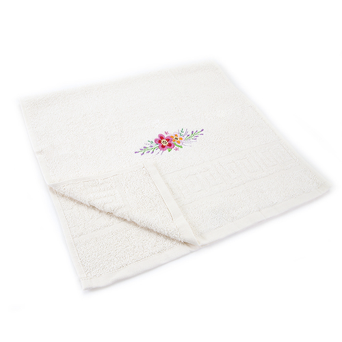 Махровое полотенце с вышивкой Цветы 40/70 см цвет шампань фото 3