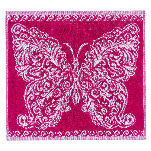 Салфетка махровая 3878 Бабочка ажурная 30/30 см цвет малина фото 1