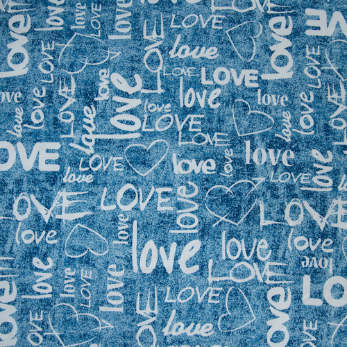 Ткань на отрез кулирка R3144-V1 Love цвет голубой фото 1