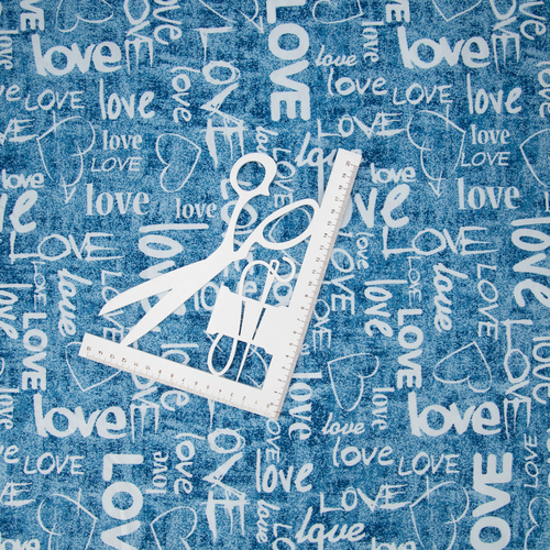 Ткань на отрез кулирка R3144-V1 Love цвет голубой фото 7