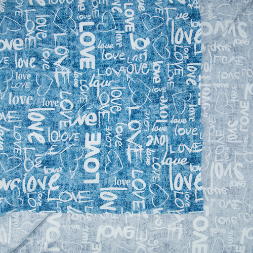 Ткань на отрез кулирка R3144-V1 Love цвет голубой фото 5