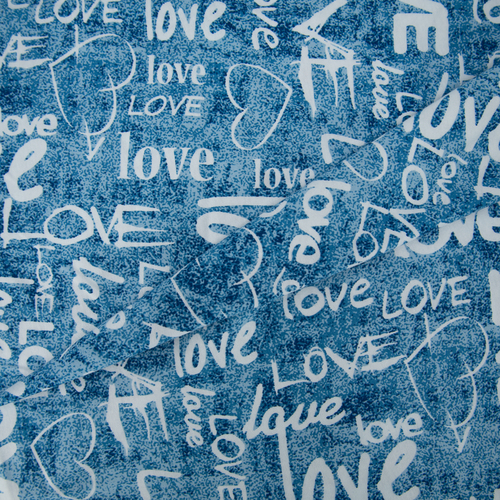 Ткань на отрез кулирка R3144-V1 Love цвет голубой фото 4