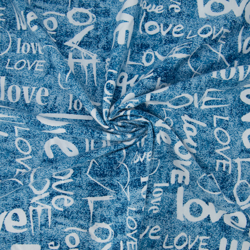 Ткань на отрез кулирка R3144-V1 Love цвет голубой фото 2