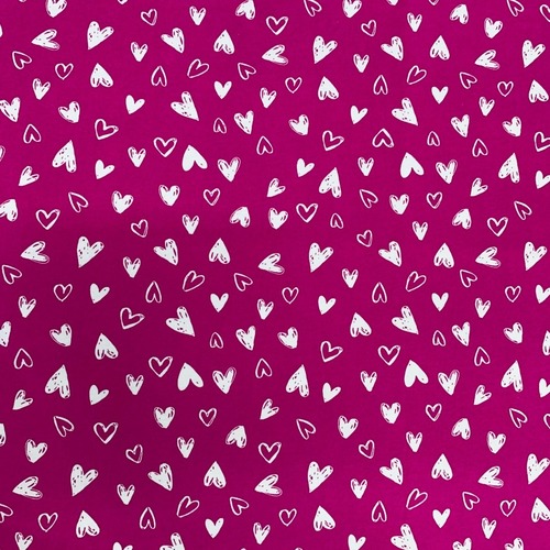 Ткань на отрез кулирка R2036-V1 Сердечки цвет ярко-розовый фото 1