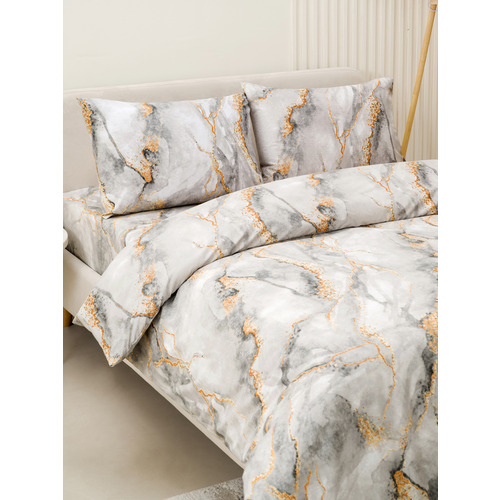 Постельное белье VT из полисатина 12138-07b 2-х сп с евро простыней с наволочками 50/70 фото 4