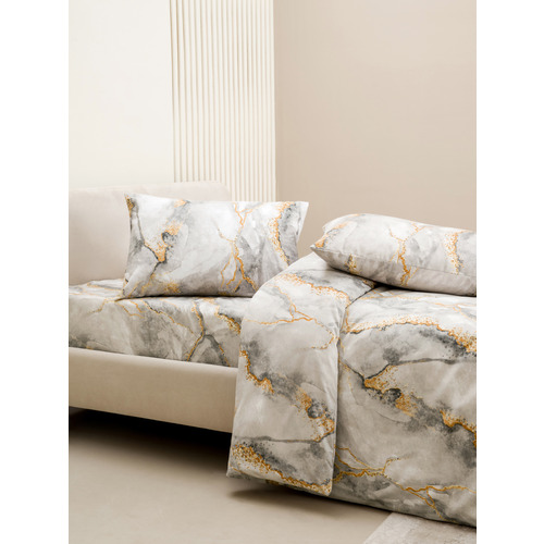 Постельное белье VT из полисатина 12138-07b 2-х сп с евро простыней с наволочками 50/70 фото 3