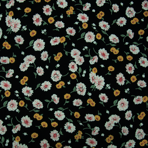 Ткань на отрез штапель 150 см 49575 Цветы на черном фото 7