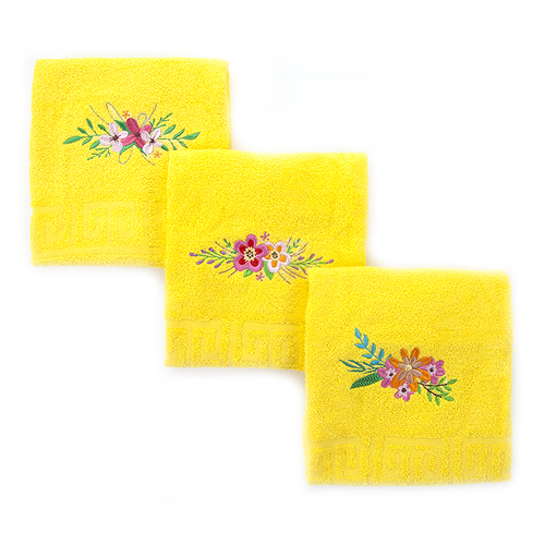 Махровое полотенце с вышивкой Цветы 40/70 см цвет лимонный фото 1