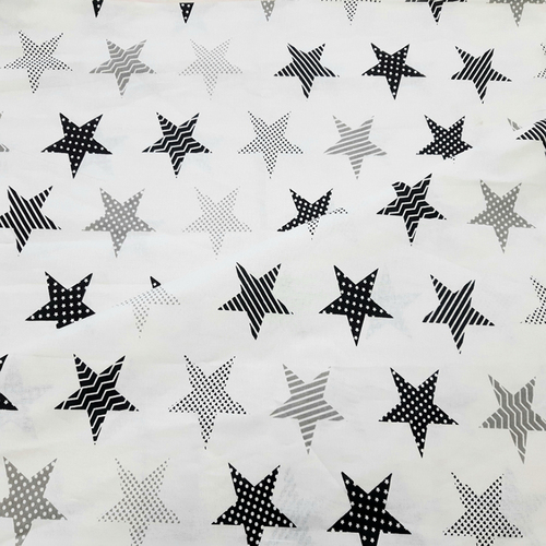 Ткань на отрез бязь плательная 150 см 8104/5 Звезды пэчворк цвет серый фото 1