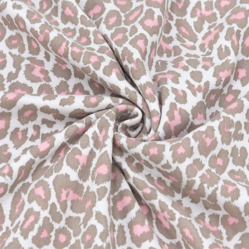 Ткань на отрез интерлок Леопард цвет розовый фото 1